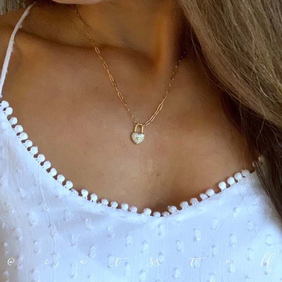 CZ Heart Padlock Necklace - Picture 5 of 15